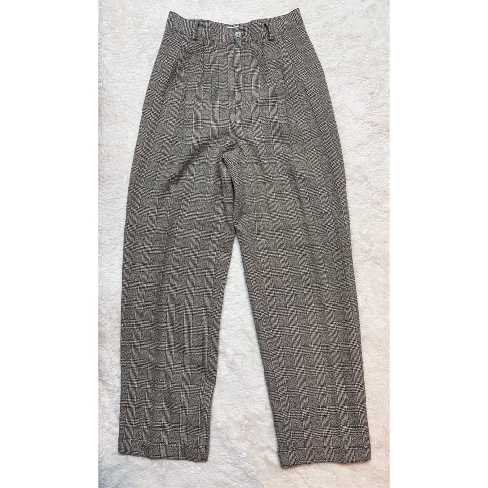 VTG Karin Morgan Plaid Trousers Womens Vintage High Waist Pleated Wide Leg Exc